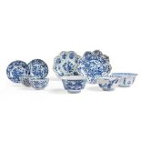 GROUP OF NINE BLUE AND WHITE WARES QING DYNASTY, KANGXI PERIOD