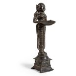 BRONZE OIL LAMP IN THE FORM OF LAKSHMI THE HINDU GODDESS INDIA, 18TH CENTURY