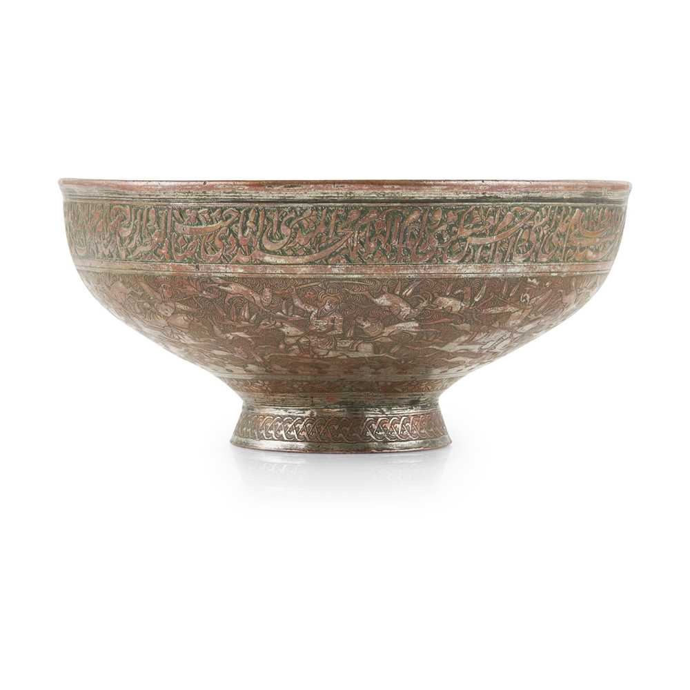 FINE SAFAVID TINNED COPPER FOOTED BOWL PERSIA, 17TH CENTURY - Image 2 of 4