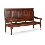 GEORGE III OAK FIVE PANEL SETTLE LATE 18TH CENTURY