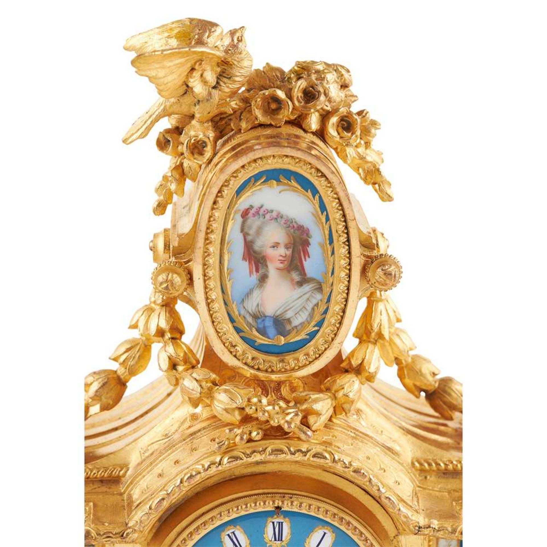 FRENCH GILT BRONZE AND PORCELAIN MOUNTED MANTEL CLOCK, STAMPED P. H. MOUREY 19TH CENTURY - Image 2 of 2