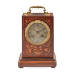 FRENCH ROSEWOOD AND FLORAL MARQUETRY BRACKET CLOCK, B. PROMOLI, PARIS 19TH CENTURY