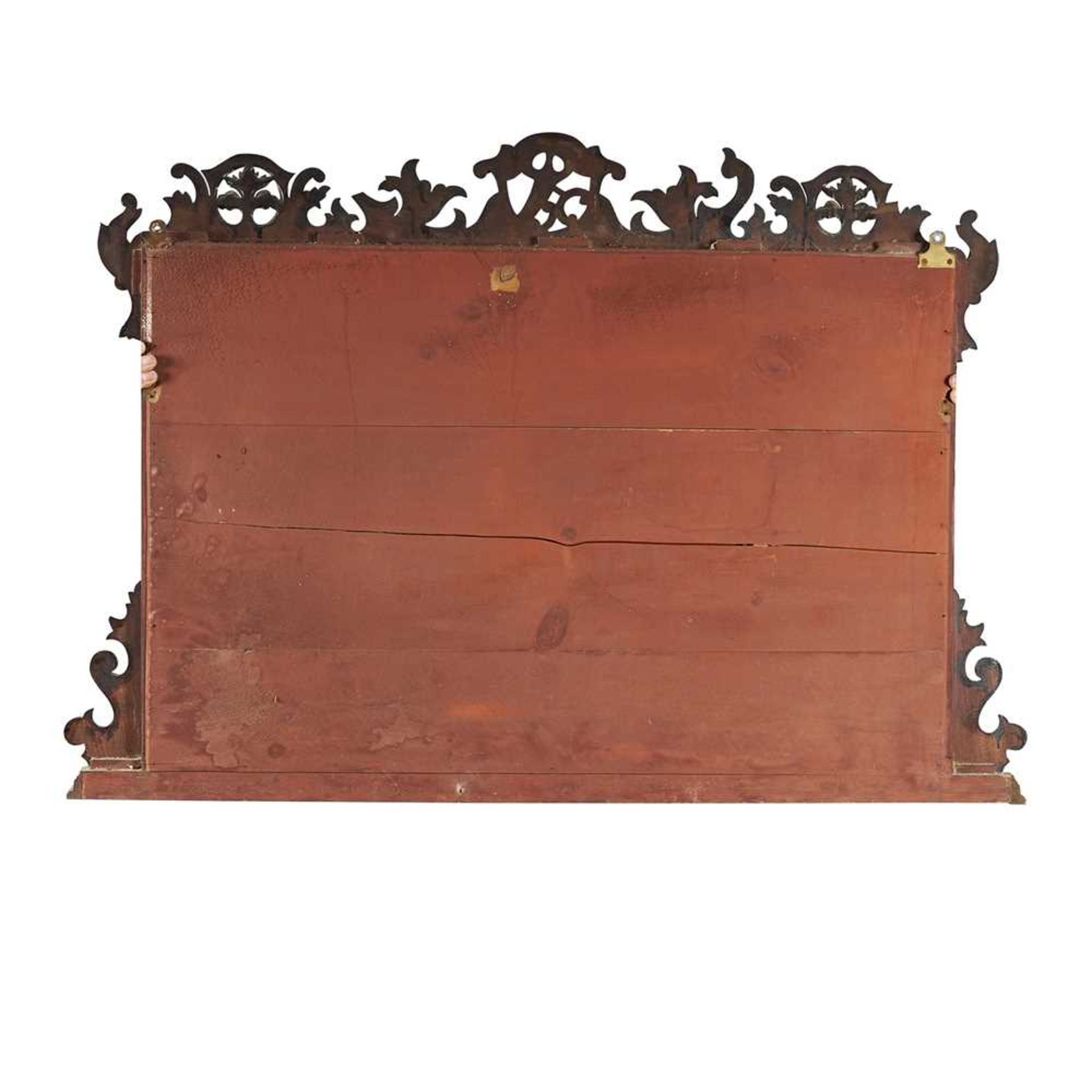 GEORGIAN STYLE STAINED MAHOGANY AND PARCEL GILT TRIPTYCH OVERMANTEL MIRROR 19TH CENTURY - Bild 2 aus 2