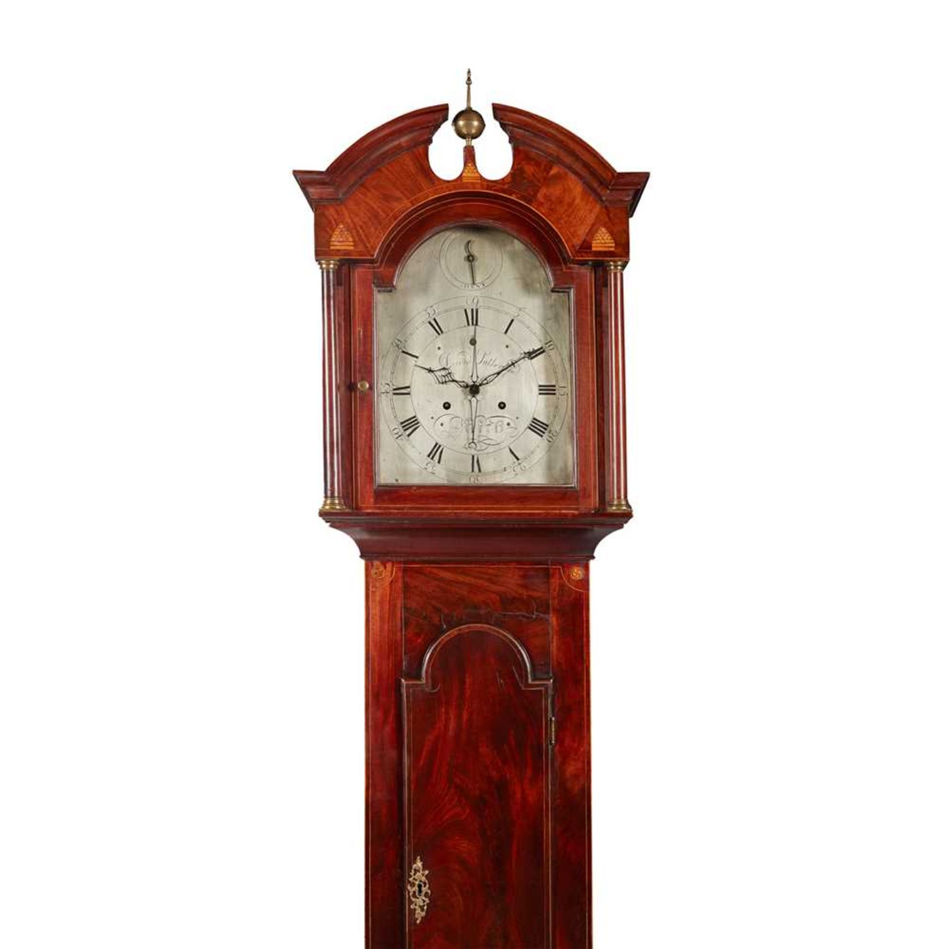 SCOTTISH LATE GEORGE III MAHOGANY AND INLAID LONGCASE CLOCK, DAVID SUTHERLAND, KEITH EARLY 19TH CENT - Bild 2 aus 2