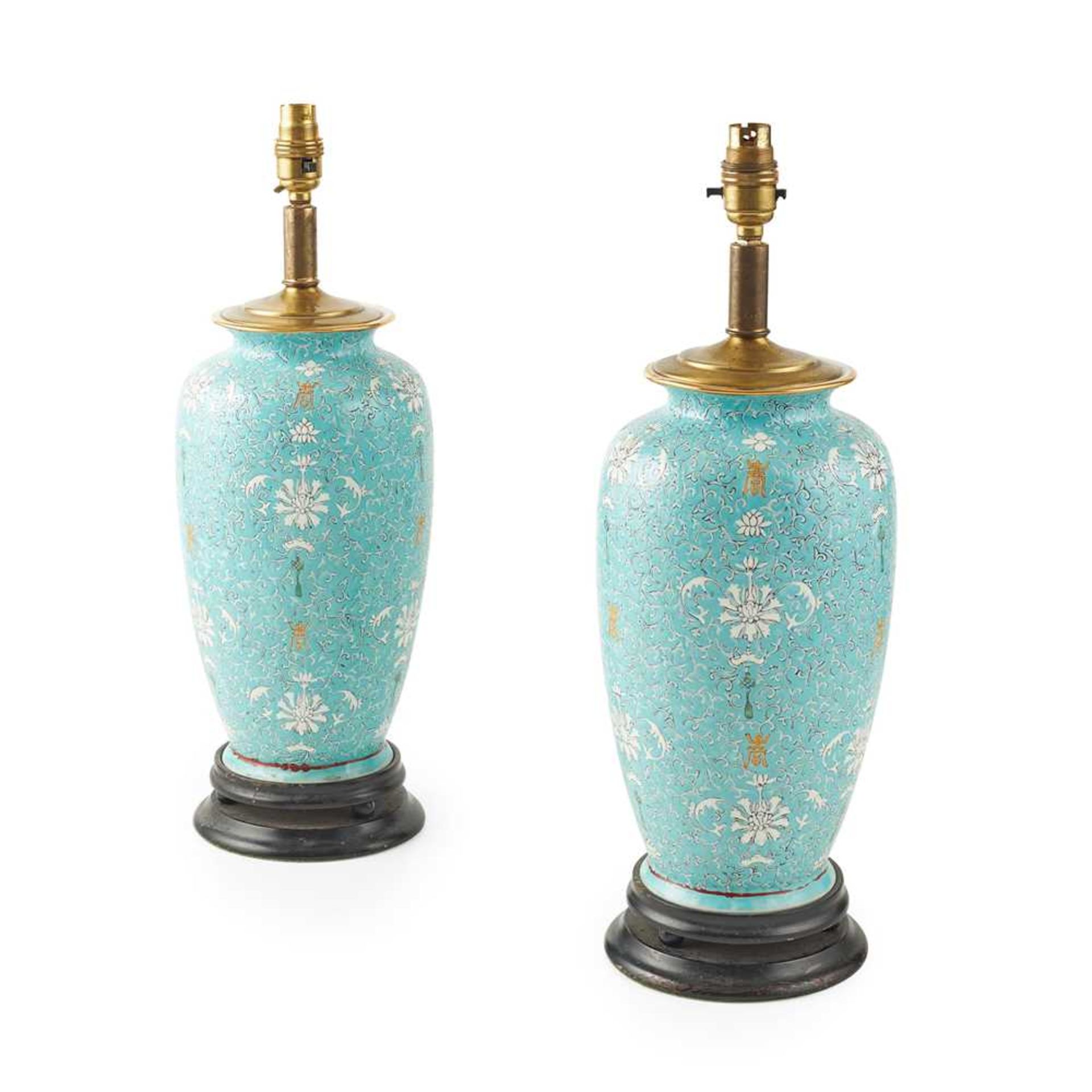PAIR OF CHINESE TURQUOISE GROUND PORCELAIN VASES LATE QING/ REPUBLIC PERIOD