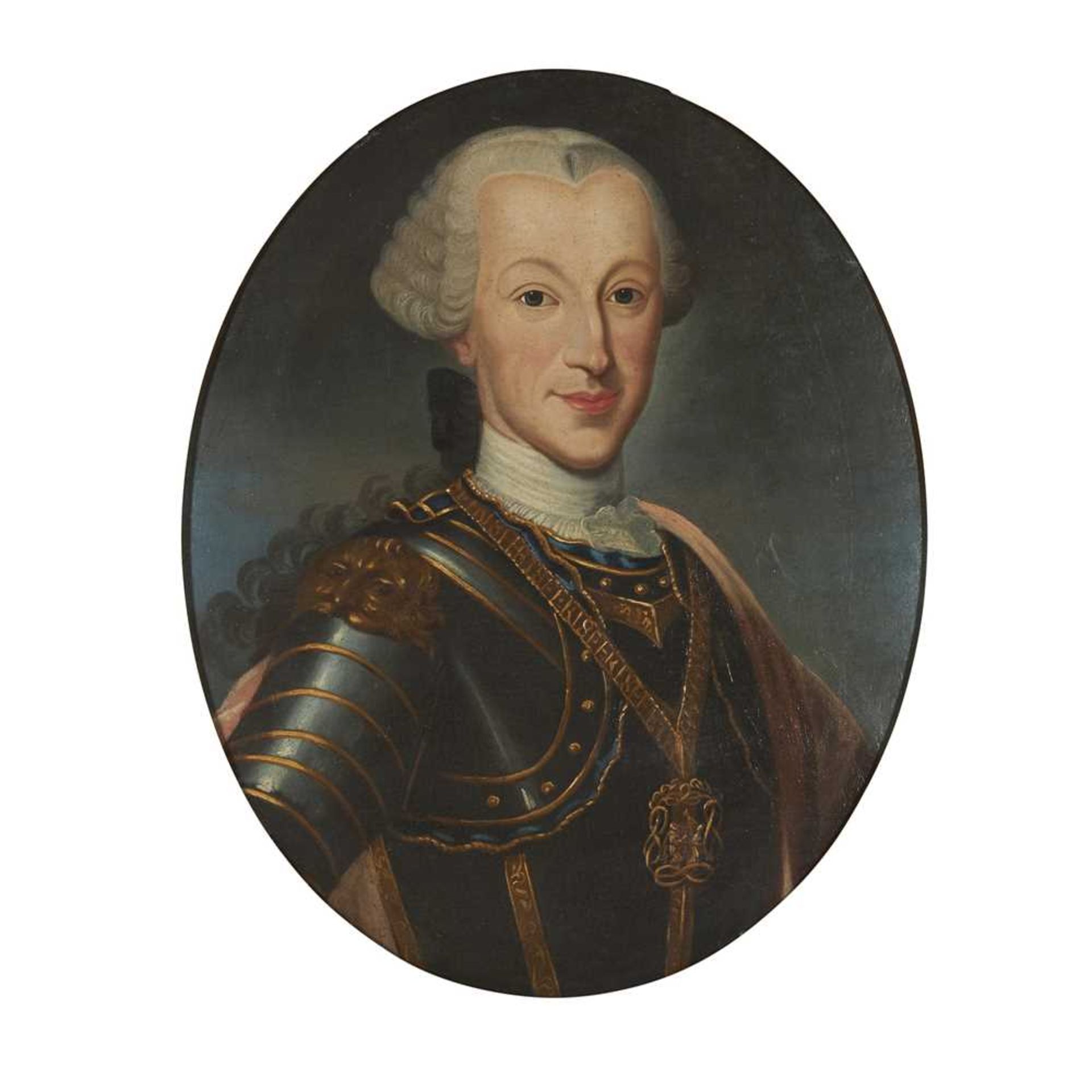 18TH CENTURY FRENCH SCHOOL HALF LENGTH PORTRAIT OF A MAN IN ARMOUR