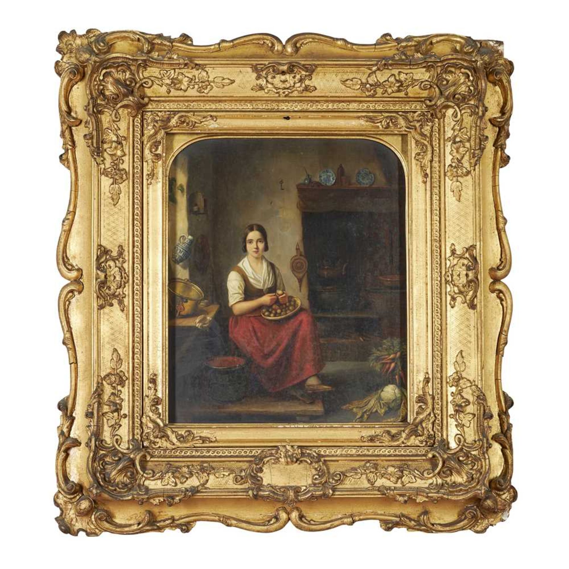 LEENDERT DE KONINGH THE YOUNGER (DUTCH 1810-1887) GIRL SEATED BY THE FIRE - Bild 2 aus 3
