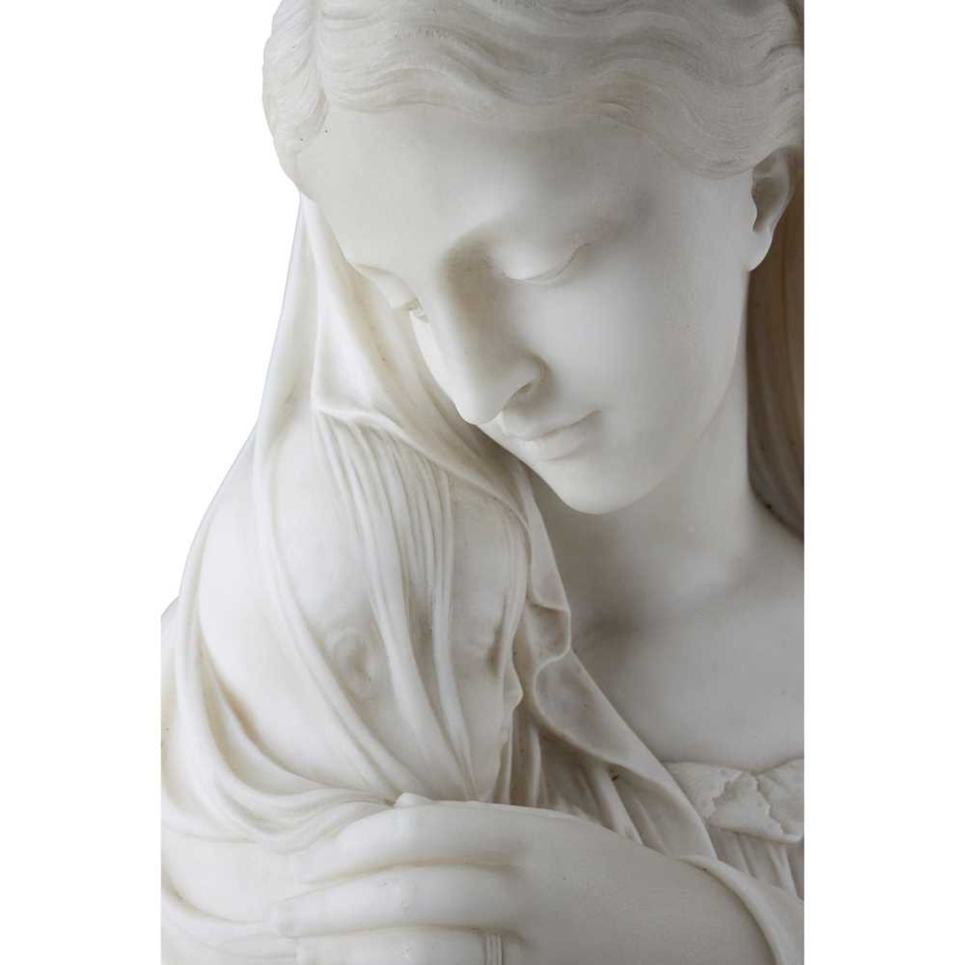 19TH CENTURY ITALIAN MARBLE FIGURE GROUP FAITH AND CHARITY - Image 2 of 4