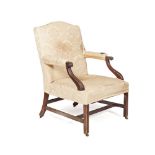 EARLY GEORGE III MAHOGANY LIBRARY ARMCHAIR MID 18TH CENTURY