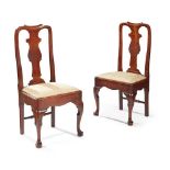 PAIR OF QUEEN ANNE RED WALNUT SIDE CHAIRS, POSSIBLY AMERICAN EARLY 18TH CENTURY