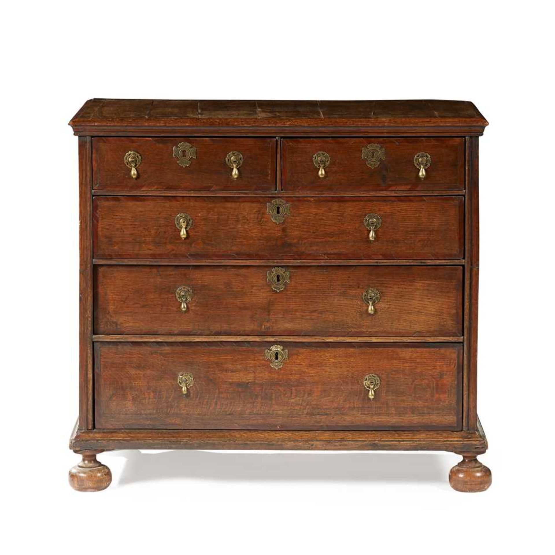 WILLIAM AND MARY OAK CHEST OF DRAWERS LATE 17TH CENTURY