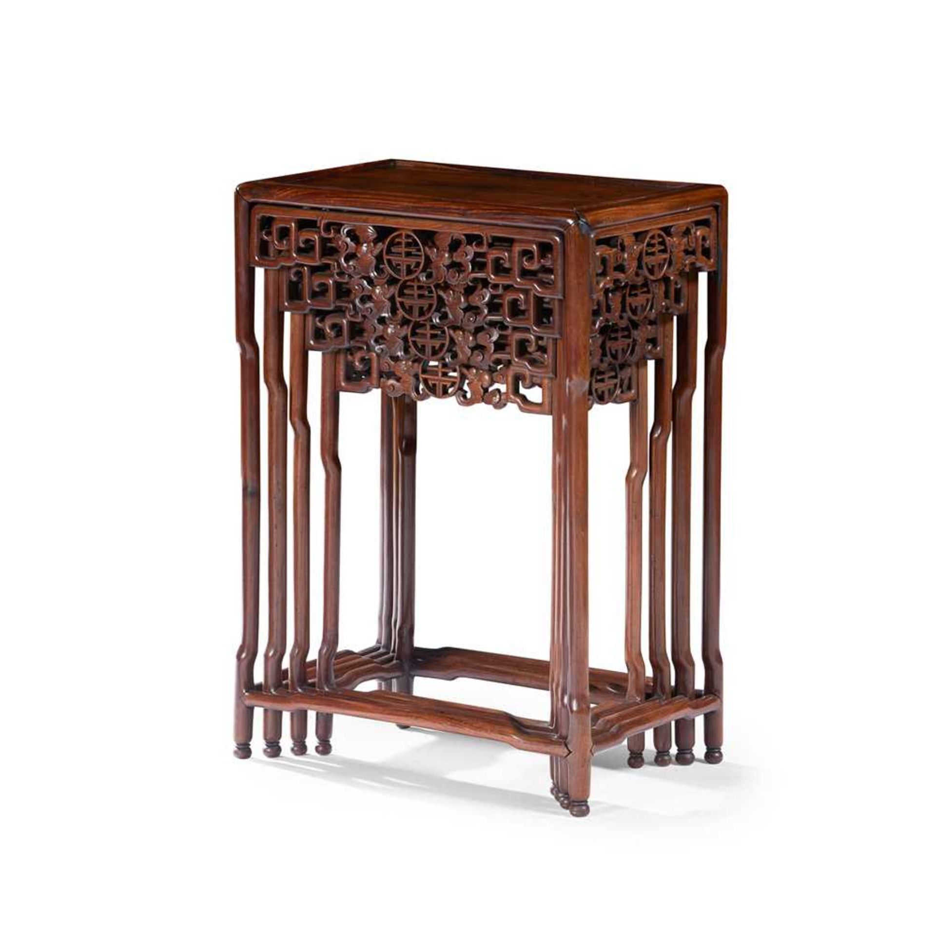 SET OF CHINESE HARDWOOD NESTING TABLES LATE 19TH/ EARLY 20TH CENTURY