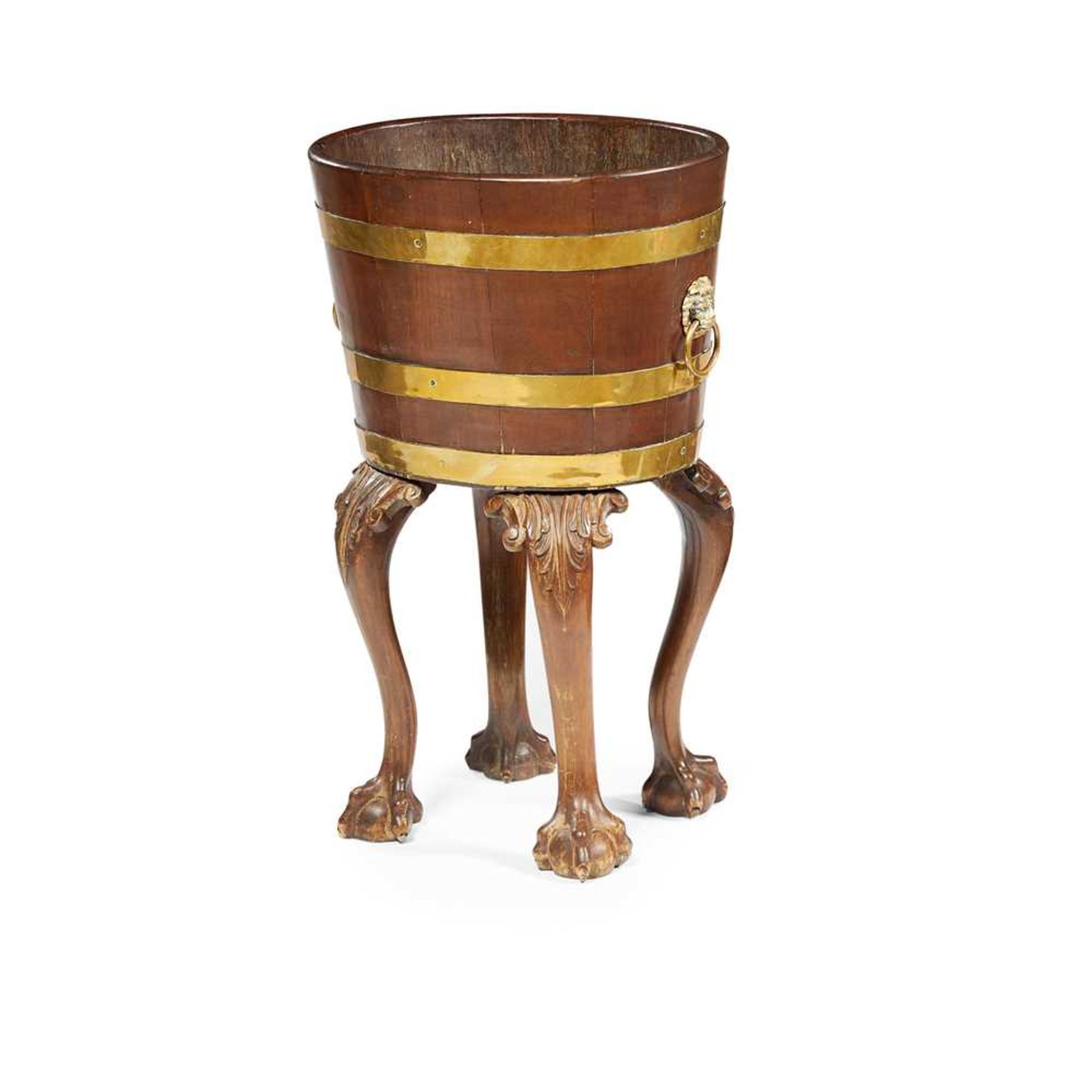 GEORGIAN MAHOGANY BRASS BANDED WINE COOLER 18TH CENTURY WITH ALTERATIONS