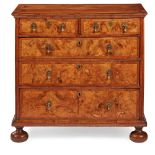 QUEEN ANNE WALNUT CROSSBANDED CHEST OF DRAWERS EARLY 18TH CENTURY