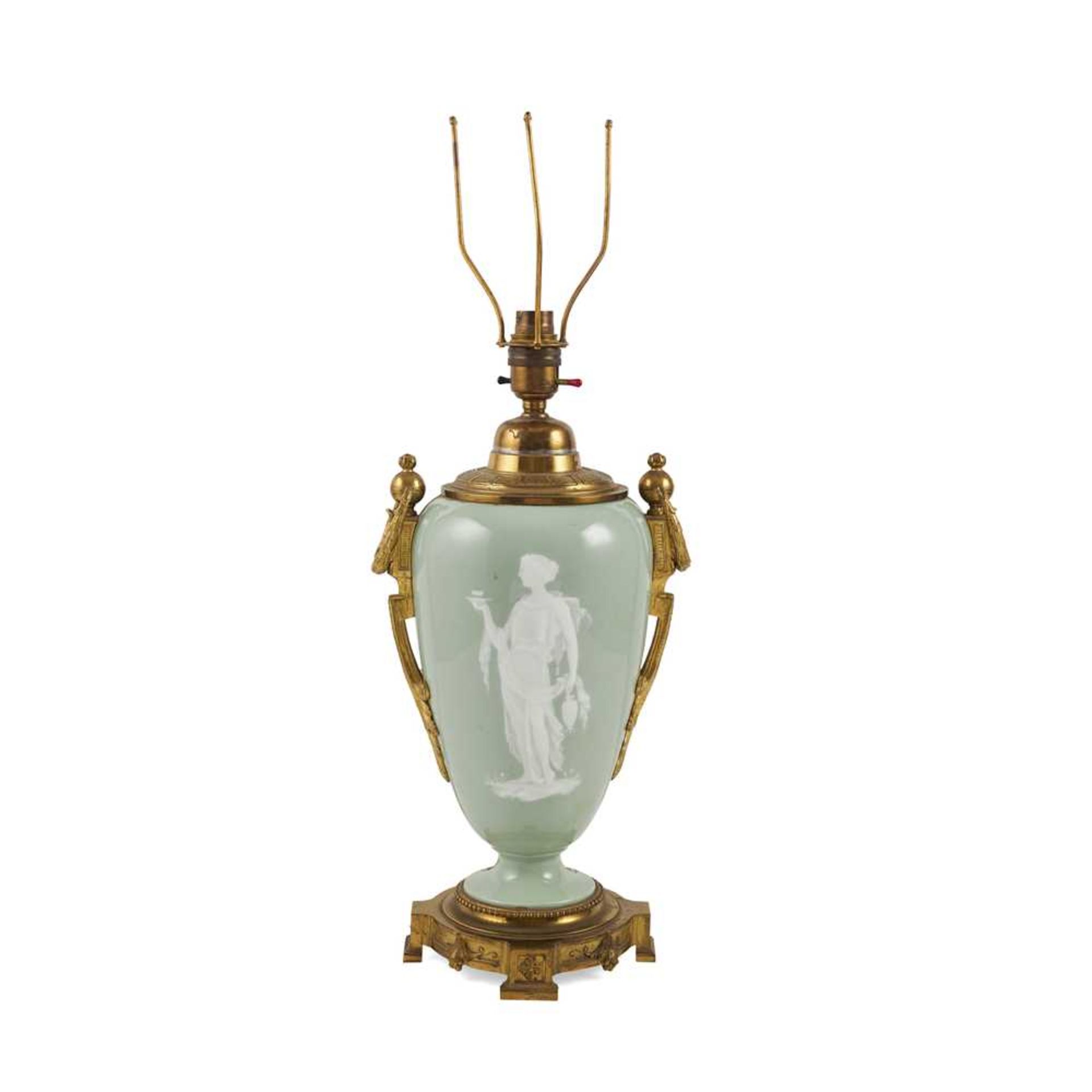 FRENCH GILT METAL MOUNTED PÂTE-SUR-PÂTE TABLE LAMP LATE 19TH CENTURY - Image 2 of 2