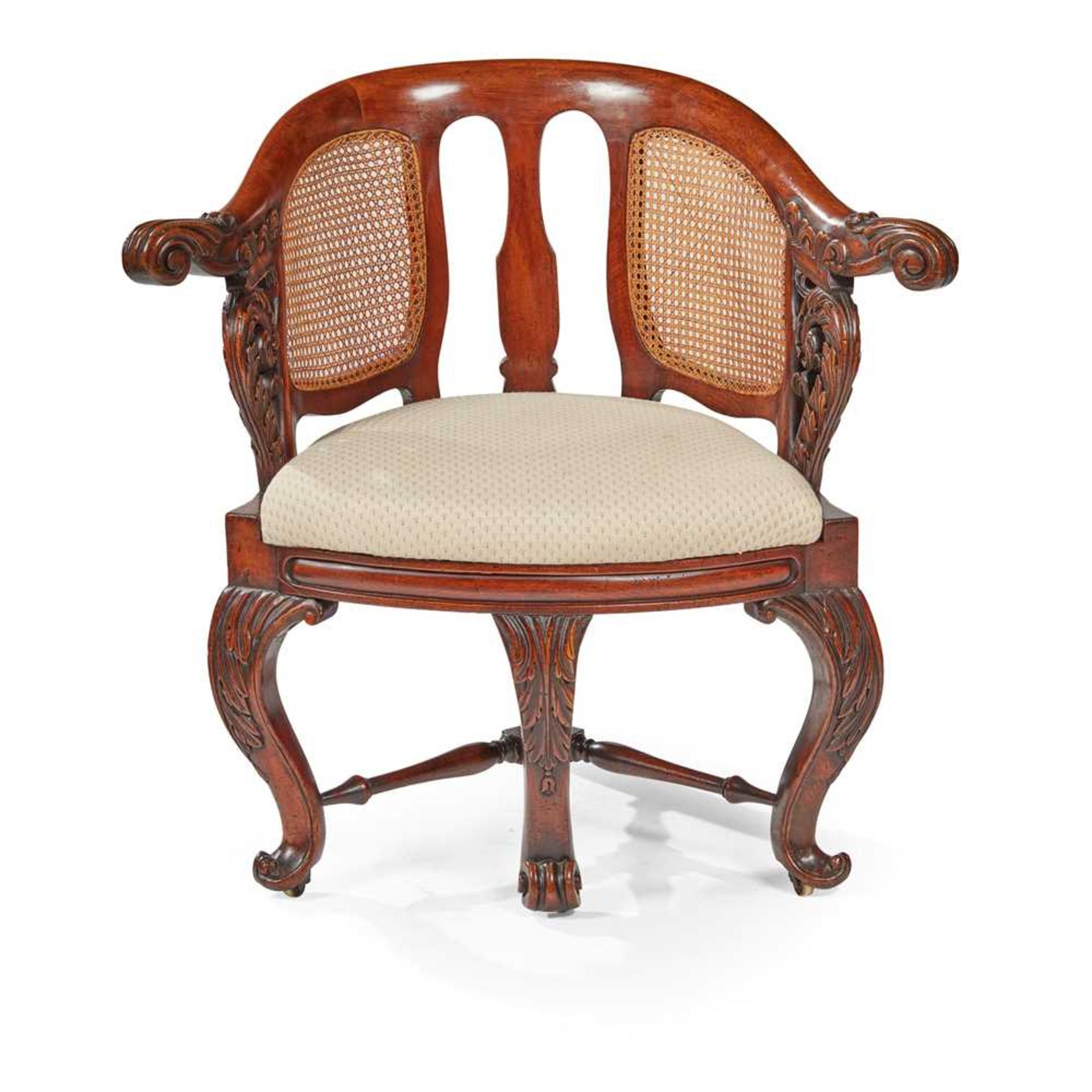 DUTCH MAHOGANY AND CANED 'BURGERMEISTER' ARMCHAIR 19TH CENTURY