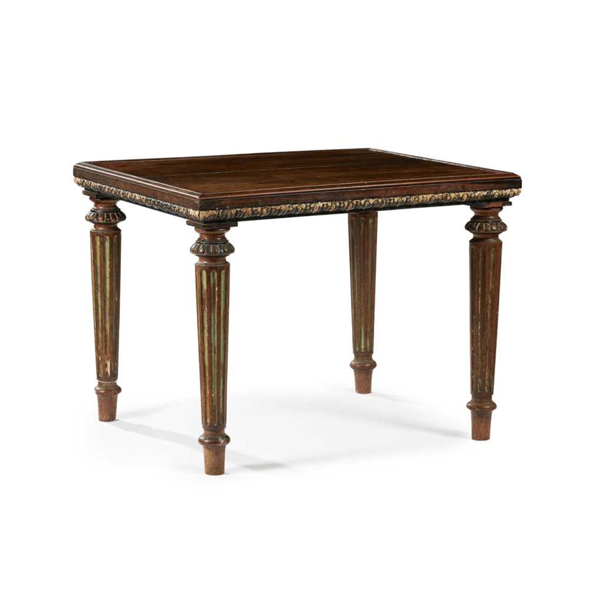 GEORGE III ROSEWOOD, PARCEL GILT, EBONISED AND PAINTED CENTRE TABLE LATE 18TH CENTURY