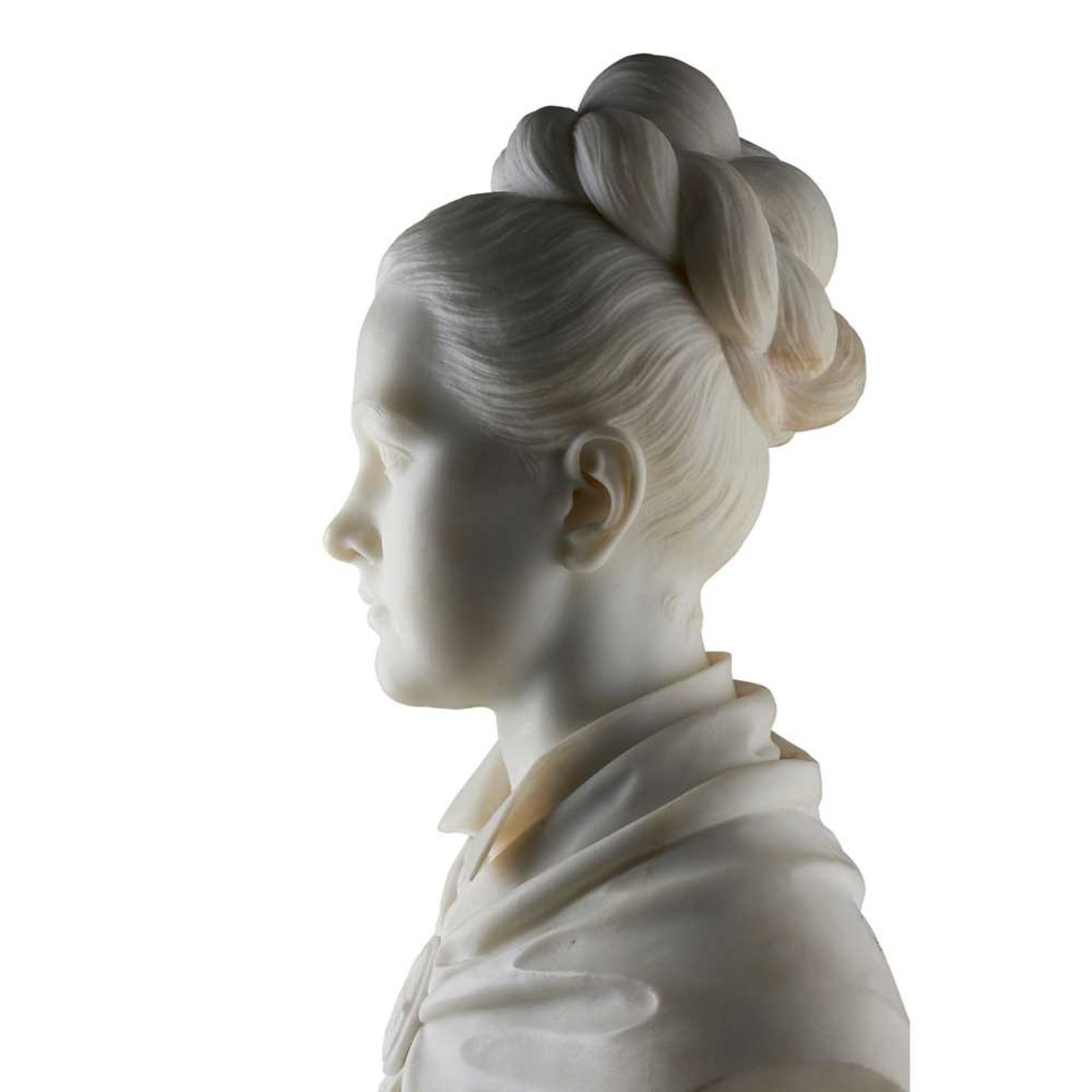 GIOSUÈ ARGENTI (ITALIAN, 1819-1901) MARBLE BUST OF A YOUNG WOMAN, DATED 1875 - Image 4 of 5