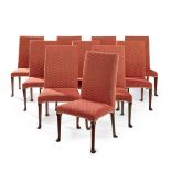 SET OF TEN GEORGIAN STYLE UPHOLSTERED MAHOGANY DINING CHAIRS LATE 20TH CENTURY