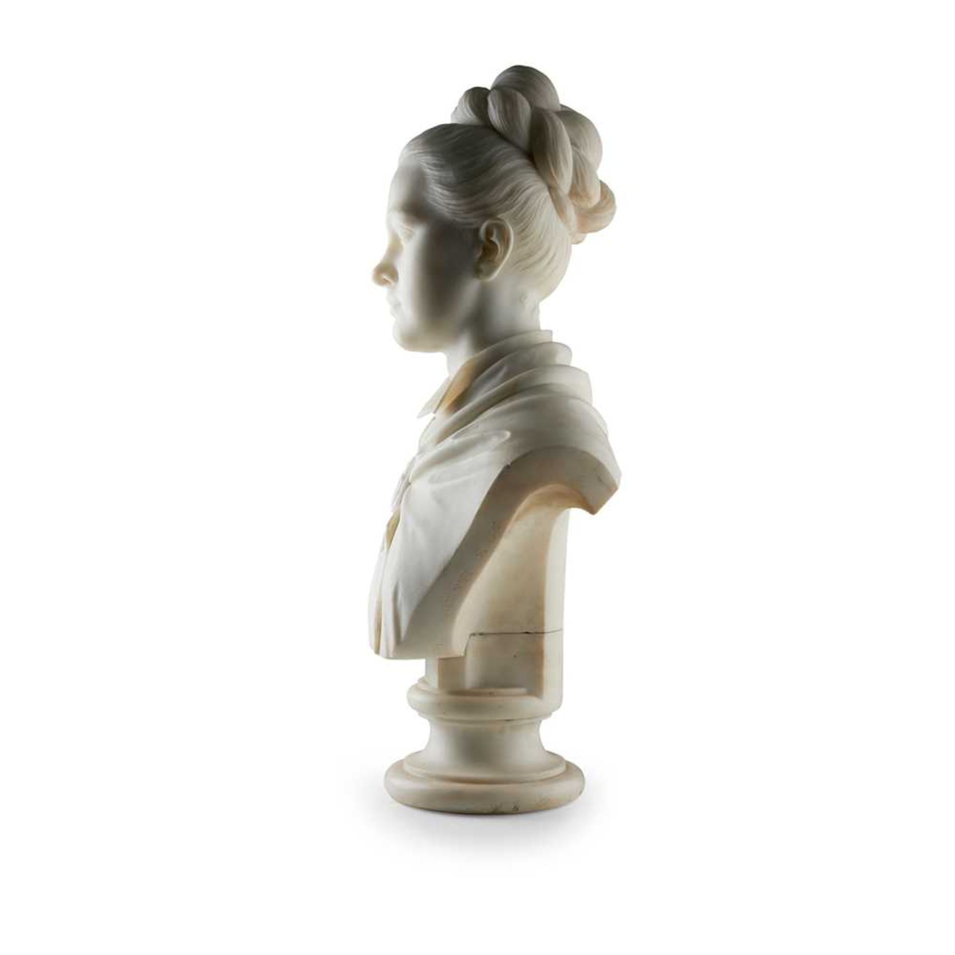 GIOSUÈ ARGENTI (ITALIAN, 1819-1901) MARBLE BUST OF A YOUNG WOMAN, DATED 1875 - Image 3 of 5
