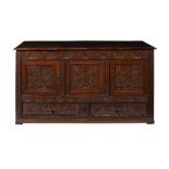 CARVED OAK MULE CHEST LATE 17TH CENTURY WITH ALTERATIONS