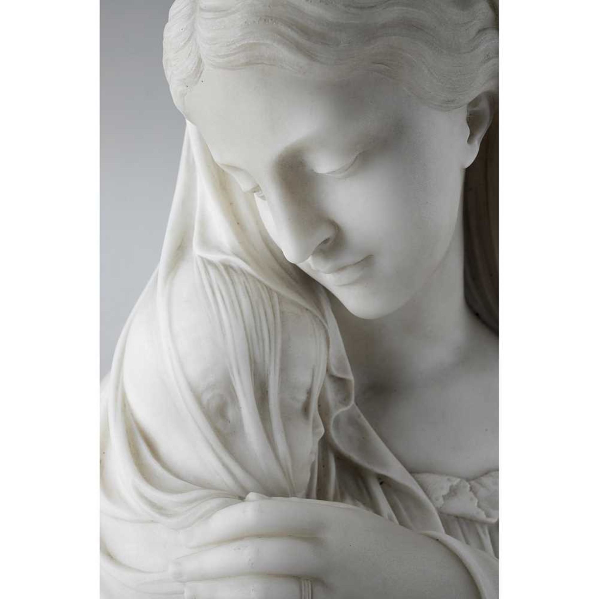 19TH CENTURY ITALIAN MARBLE FIGURE GROUP FAITH AND CHARITY - Image 4 of 4