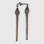 PAIR OF YORUBA EDAN OGBONI STAFFS NIGERIA