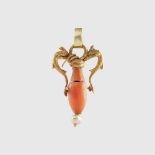 HELLENISTIC GOLD AND CORAL PENDANT GREECE, C. 2ND - 1ST CENTURY B.C.