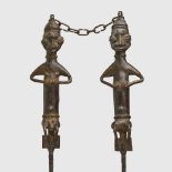 PAIR OF YORUBA EDAN OGBONI STAFFS NIGERIA