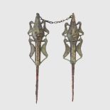 PAIR OF YORUBA EDAN OGBONI STAFFS NIGERIA