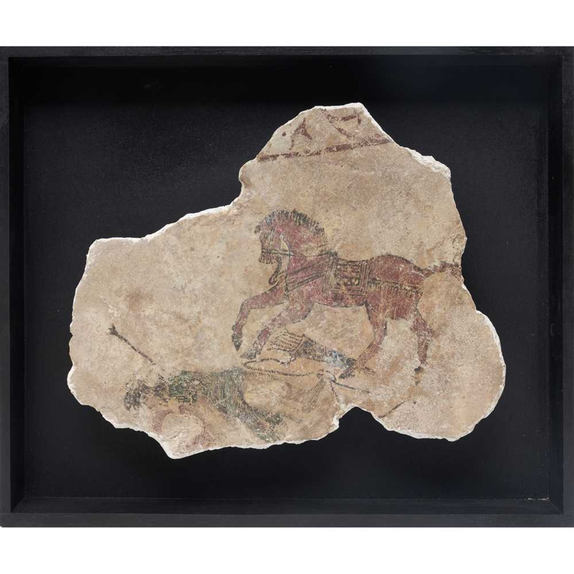 ROMAN POLYCHROME FRESCO FRAGMENT EASTERN MEDITERRANEAN OR NEAR EAST, 4TH CENTURY A.D.