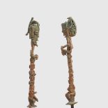 PAIR OF YORUBA EDAN OGBONI STAFFS NIGERIA