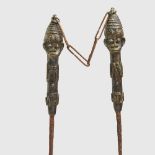 PAIR OF YORUBA EDAN OGBONI STAFFS NIGERIA