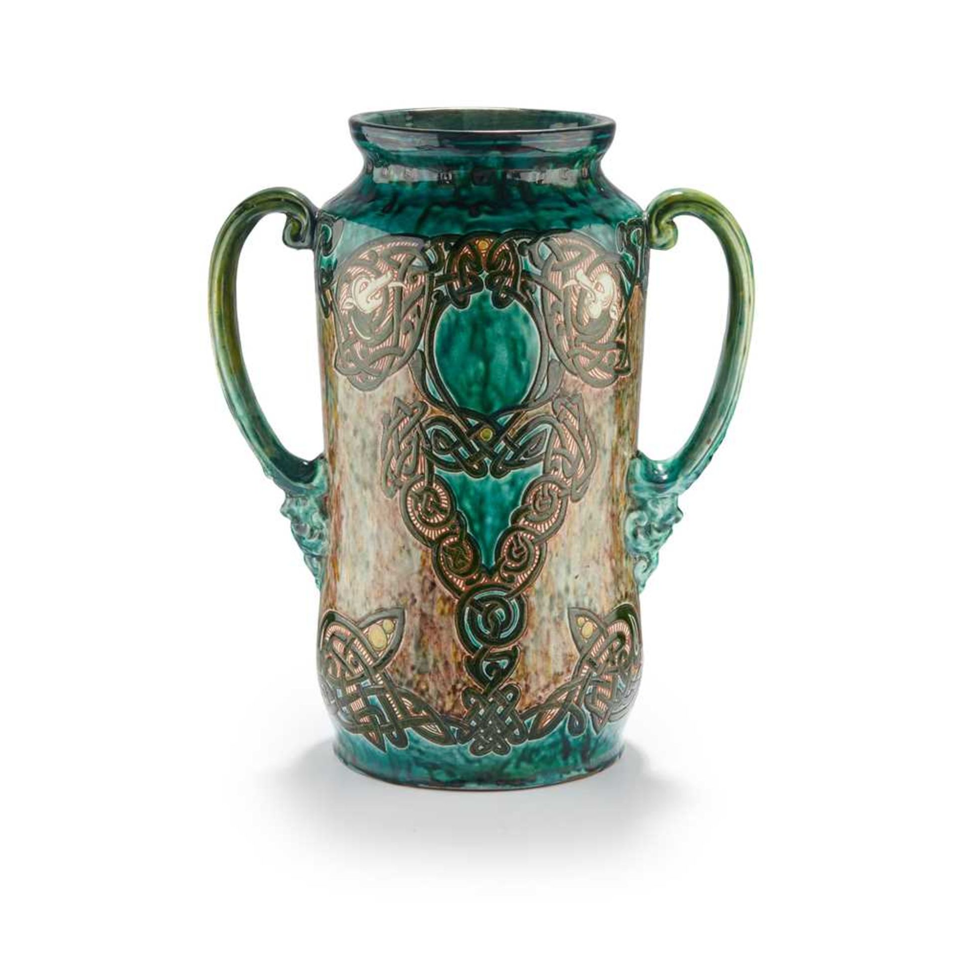 CASSANDIA ANNIE WALKER (1875-1957) FOR DELLA ROBBIA POTTERY, BIRKENHEAD TWIN-HANDLED VASE, 1904