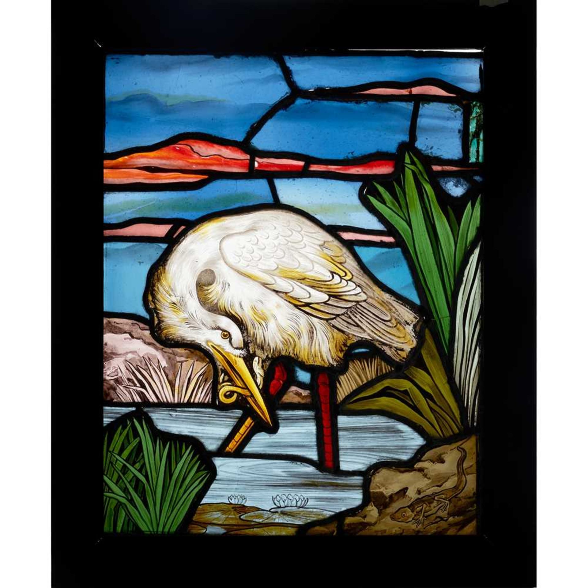 GEORGE EDWARD COOK (1844-1914) (ATTRIBUTED) PELICAN, FROG AND FISH ARTS & CRAFTS PANEL, LAST QUARTER - Image 2 of 2