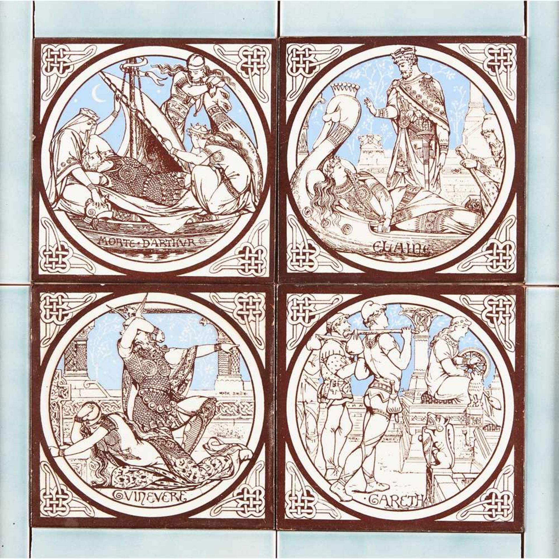 JOHN MOYR SMITH (1839-1912) FOR MINTONS CHINAWORKS GROUP OF FRAMED TILES, CIRCA 1880