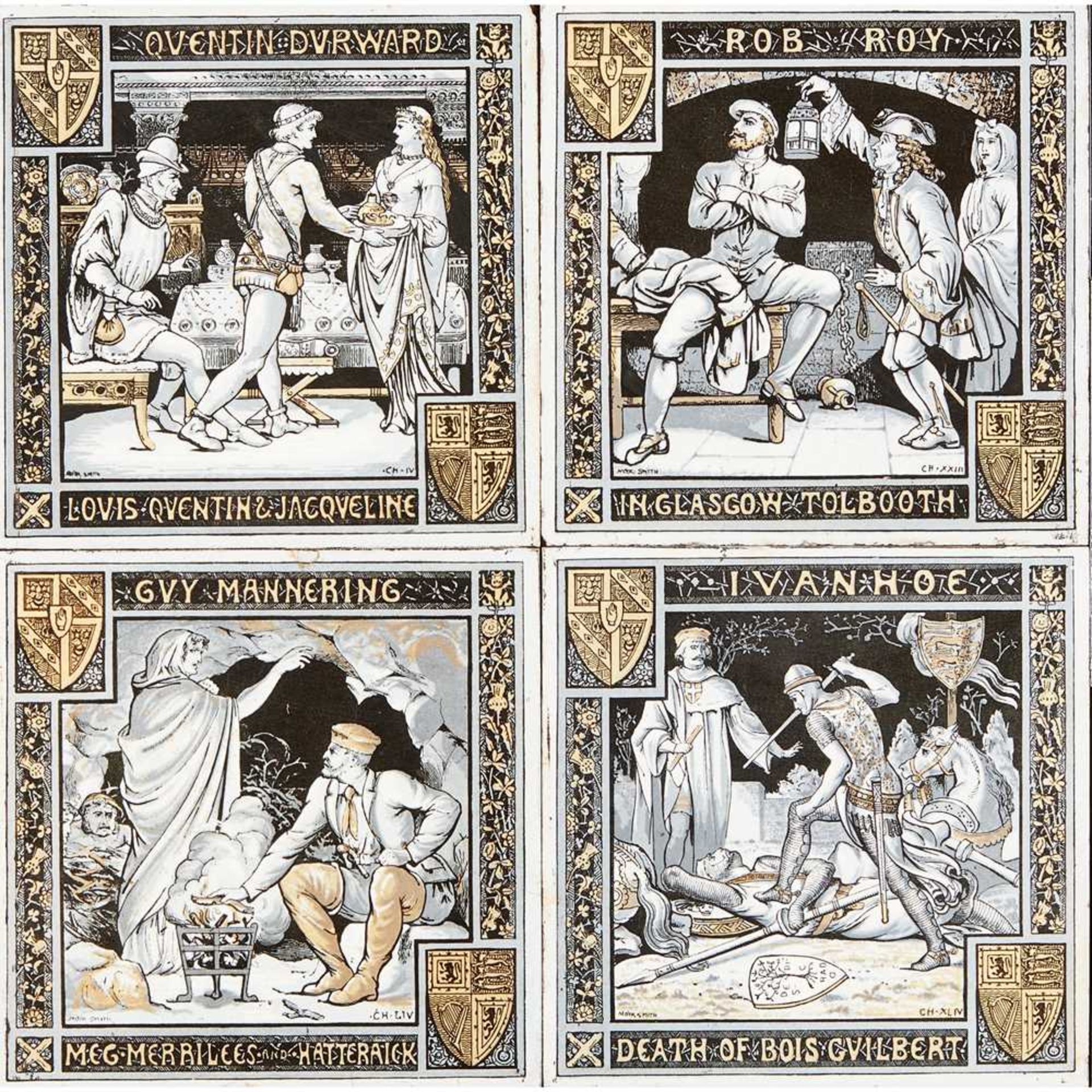 JOHN MOYR SMITH (1839-1912) FOR MINTONS CHINAWORKS GROUP OF FRAMED TILES, CIRCA 1880 - Image 7 of 12