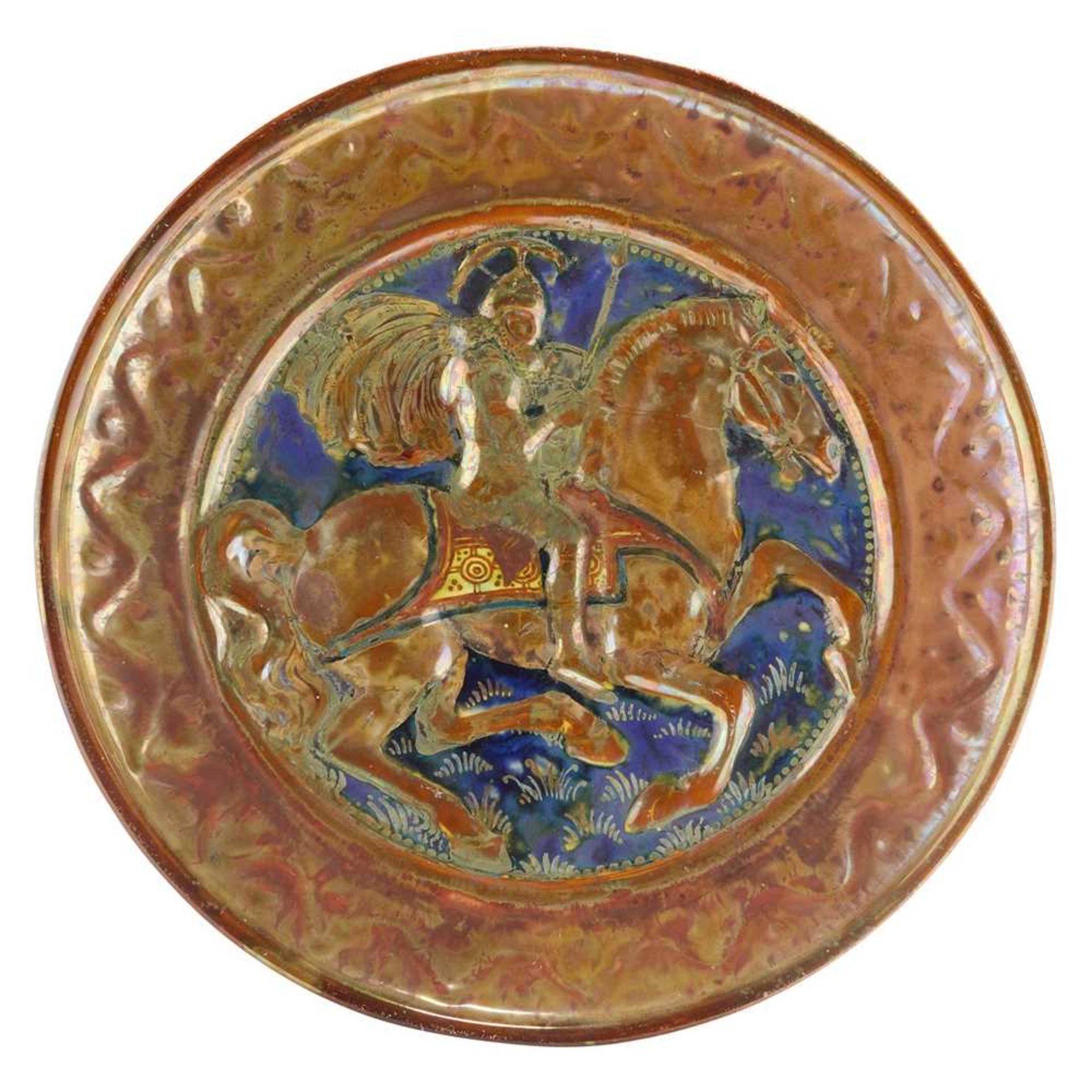 RICHARD JOYCE (1873-1931) FOR PILKINGTON’S TILE AND POTTERY CO. WALL CHARGER, DATED 1924