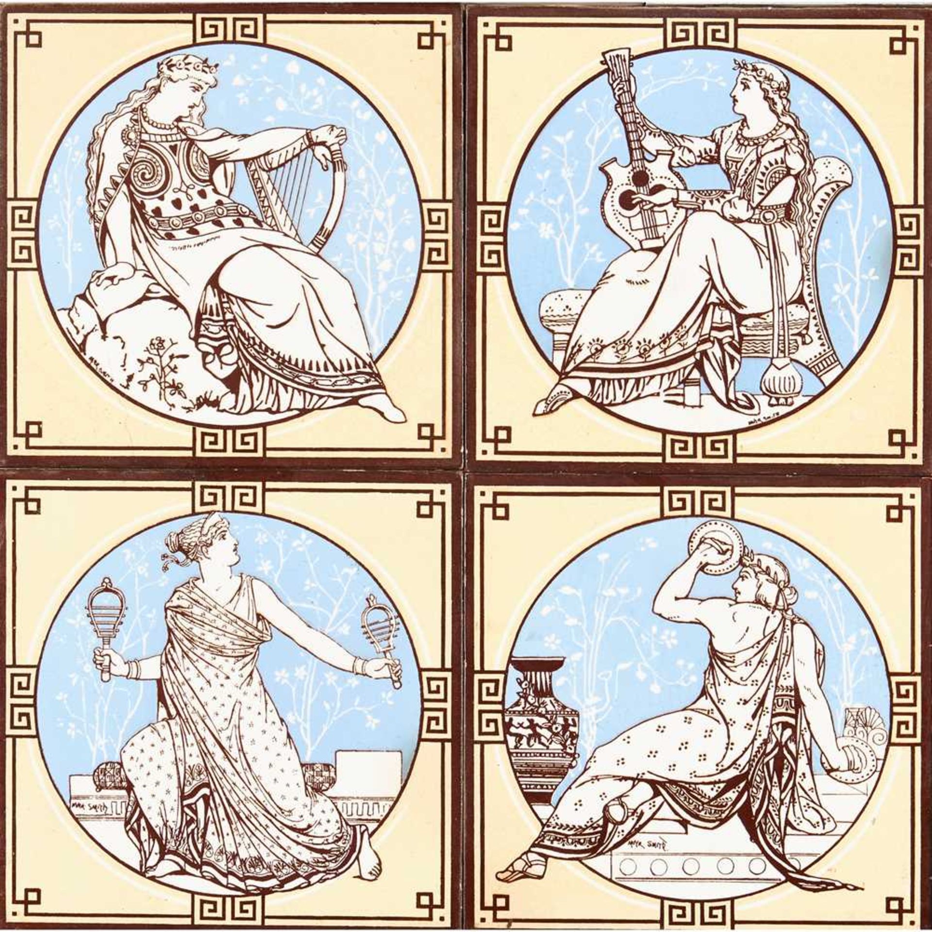 JOHN MOYR SMITH (1839-1912) FOR MINTONS CHINAWORKS GROUP OF FRAMED TILES, CIRCA 1880 - Image 4 of 12