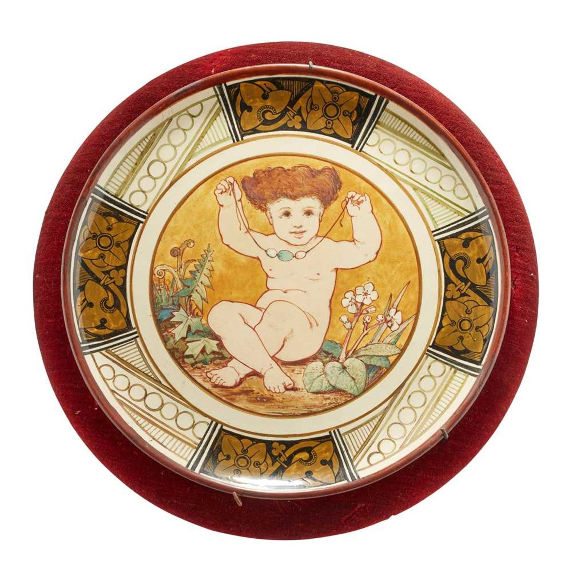 WILLIAM STEPHEN COLEMAN (1829-1904) FOR MINTON ART POTTERY STUDIO WALL PLATE, CIRCA 1870