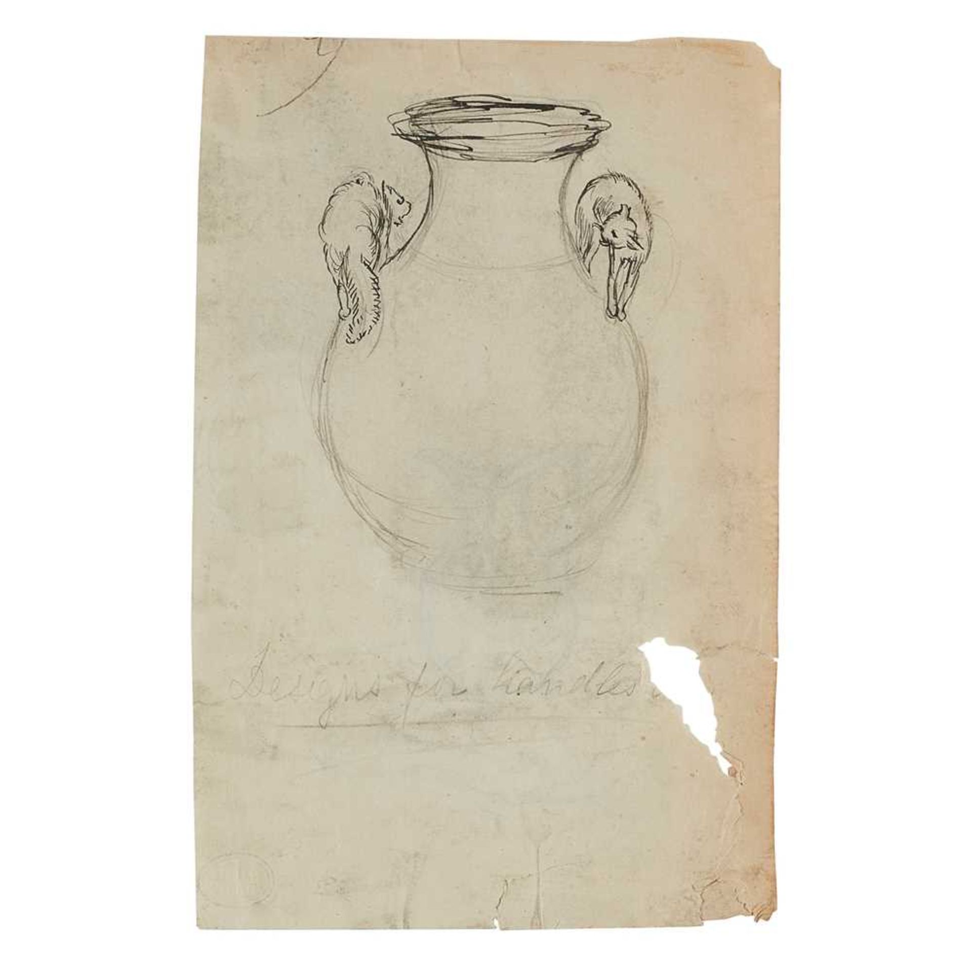 HANNAH BARLOW (1851-1916) DESIGNS FOR A ‘DOG’ JUG HANDLE AND A ‘CAT’ JUG HANDLE, CIRCA 1870 - Image 6 of 15