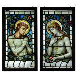 ENGLISH 'ADAM' & 'EVE', PAIR OF ARTS & CRAFTS PANELS, CIRCA 1900