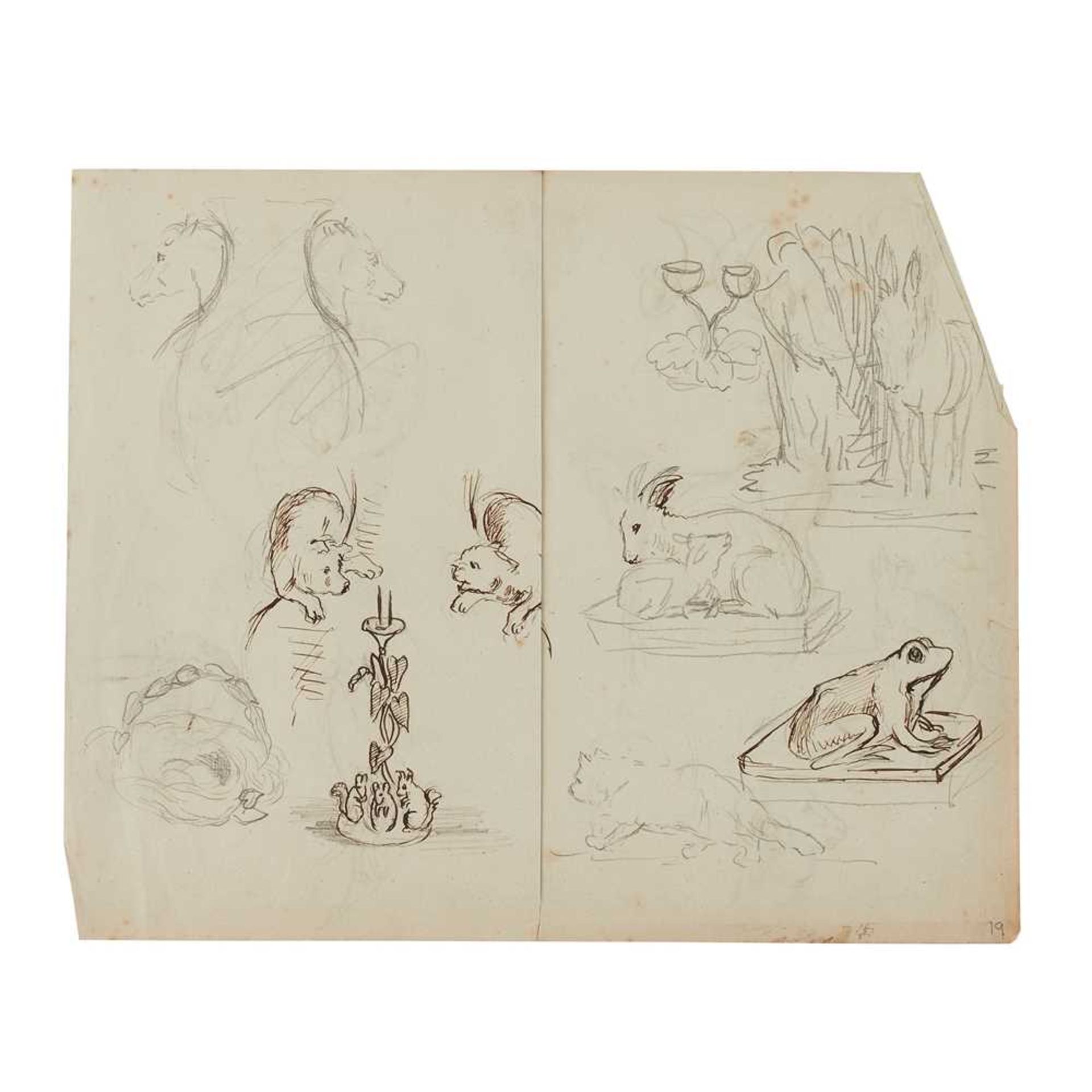 HANNAH BARLOW (1851-1916) DESIGNS FOR A ‘DOG’ JUG HANDLE AND A ‘CAT’ JUG HANDLE, CIRCA 1870 - Image 11 of 15