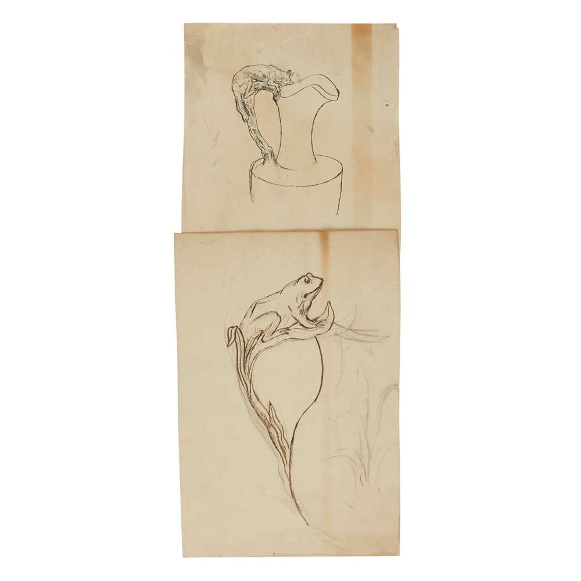 HANNAH BARLOW (1851-1916) DESIGNS FOR A ‘DOG’ JUG HANDLE AND A ‘CAT’ JUG HANDLE, CIRCA 1870 - Image 13 of 15