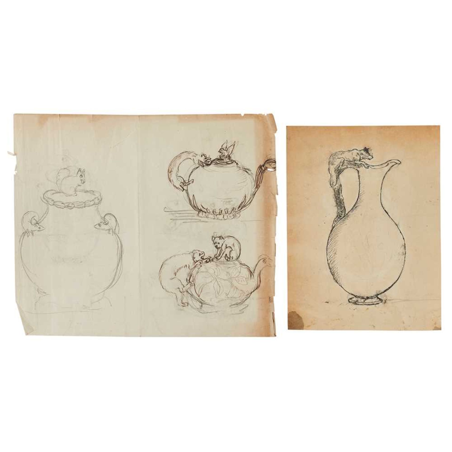 HANNAH BARLOW (1851-1916) DESIGNS FOR A ‘DOG’ JUG HANDLE AND A ‘CAT’ JUG HANDLE, CIRCA 1870 - Image 9 of 15