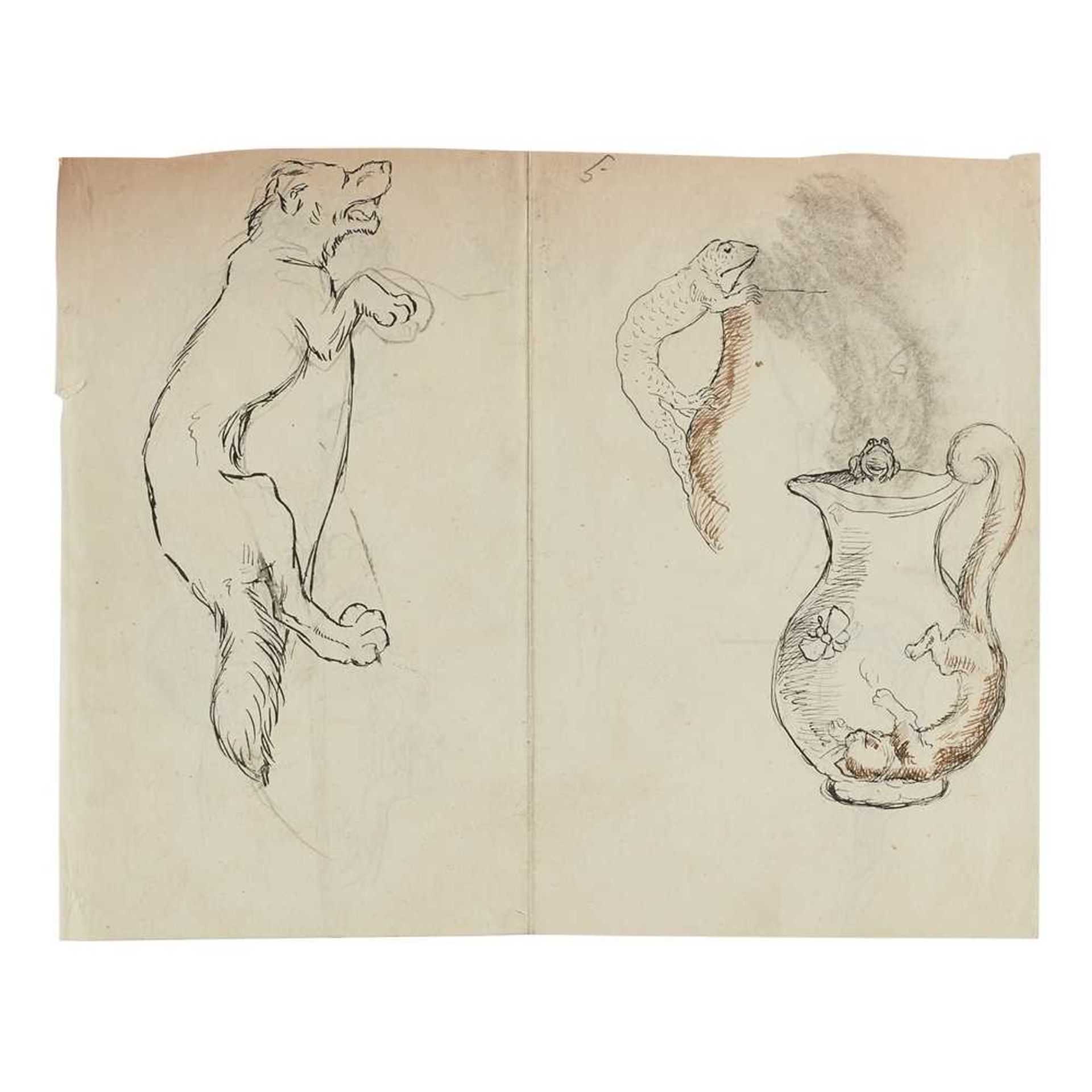 HANNAH BARLOW (1851-1916) DESIGNS FOR A ‘DOG’ JUG HANDLE AND A ‘CAT’ JUG HANDLE, CIRCA 1870 - Image 8 of 15