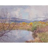 GEORGE HOUSTON R.S.A, R.S.W., R.G.I. (SCOTTISH 1869-1947) GORSE WITH DISTANT LOCH