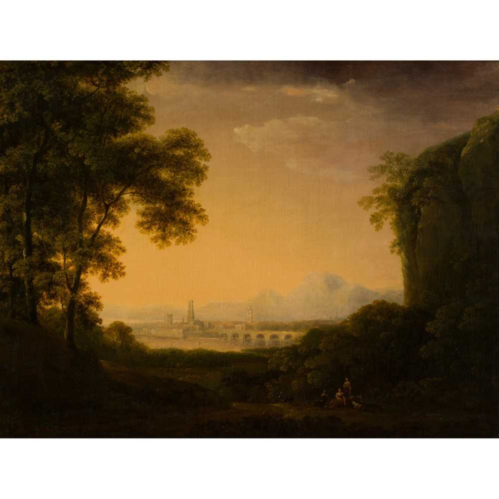CIRCLE OF ALEXANDER NASMYTH FIGURES IN AN ITALIANATE LANDSCAPE