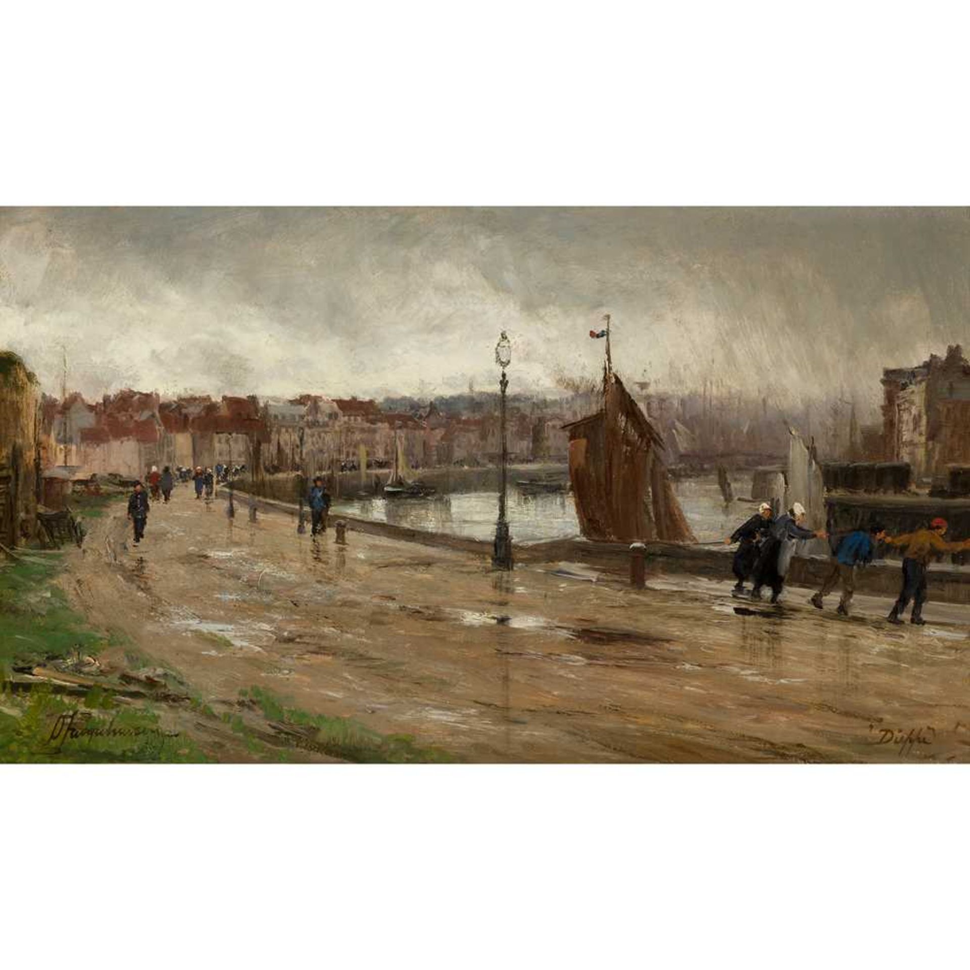 DAVID FARQUHARSON A.R.A., A.R.S.A., R.S.W., R.O.I. (SCOTTISH 1840-1907) ON THE QUAYSIDE, DIEPPE