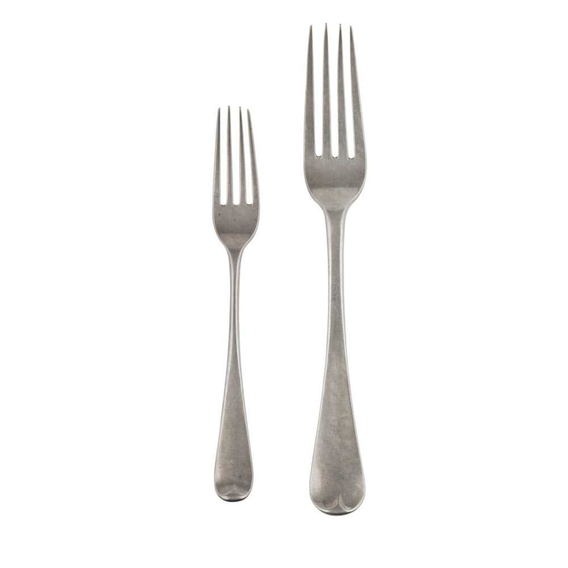 A matched set of fifteen table forks and others